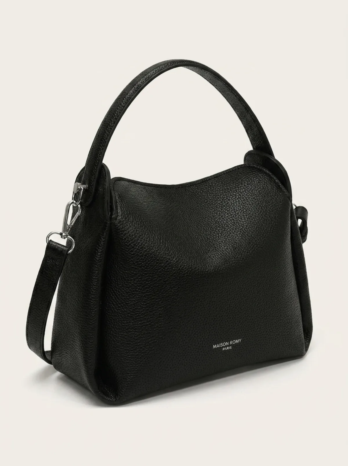 Sac en cuir porté épaule, teinte foncée pour l'hiver